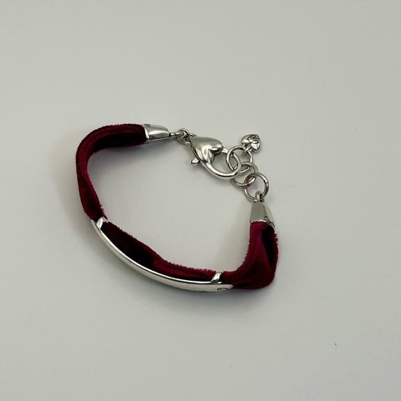 Brighton Believe in Miracles Bracelet Purplish Red Velvet Band Silver Plated - Picture 2 of 11